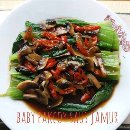 resep baby pokcoy saus jamur