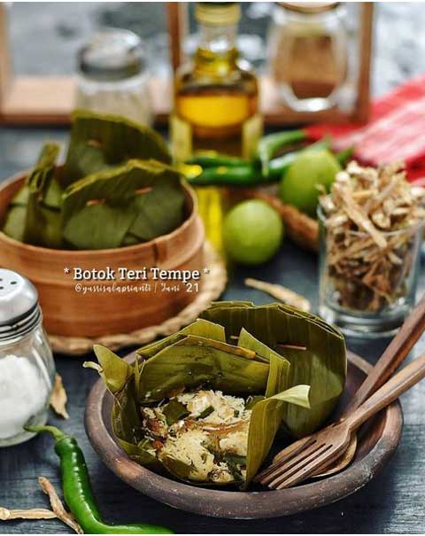 Resep Botok Teri Tempe Sederhana dan Sedap 1 resep botok teri tempe