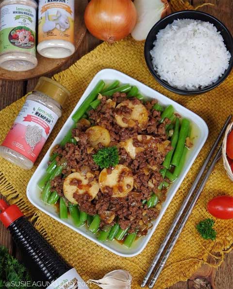 Resep Buncis Tahu Siram Daging Enak dan Mudah Cara Membuatnya 1 buncis tahu siram daging