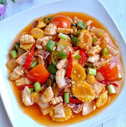 resep cumi asam manis