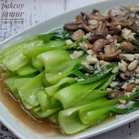 resep pokcoy siram saus jamur