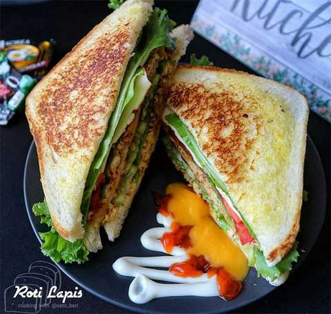 Resep Sandwich Sederhana ala Rumahan Praktis Lezat dan Mengenyangkan 2 roti lapis
